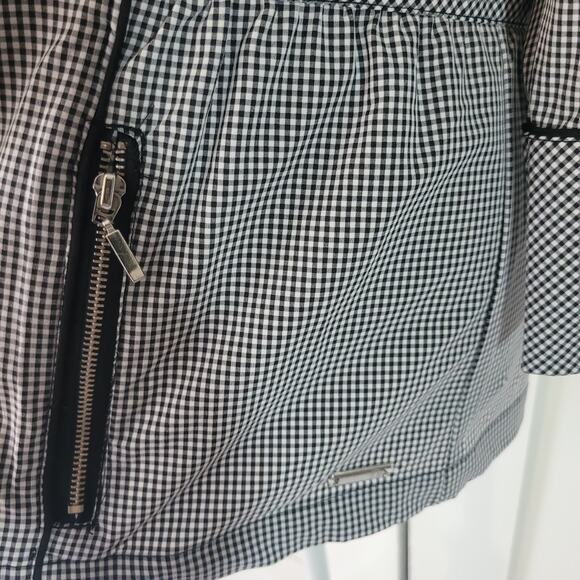 Drapers & Damons Size M Stretch Gingam Plaid Black White Full Zip Jacket - Picture 2 of 10